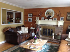South Huntington Ranch - Stone Fireplace in Living Room with Mantel - SOLD