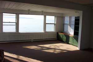 Beachfront Cottage - Great Room with Stone Fireplace