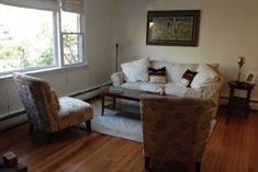 Huntington House Rental - Skylight in Living Room with Wood Burning Stove - RENTED